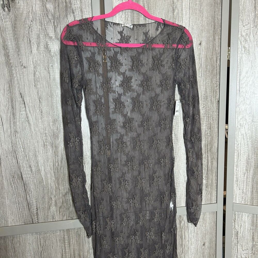 NWT Free People Lace Maxi Slip Dress Charcoal Gray - Picture 2 of 5